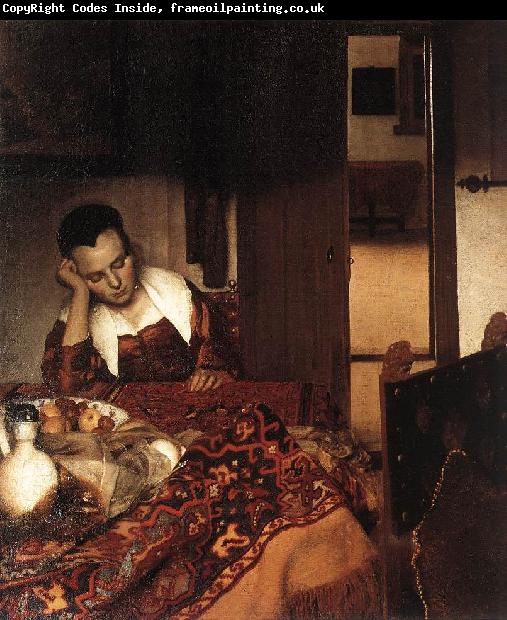 Jan Vermeer A Woman Asleep at Tablec